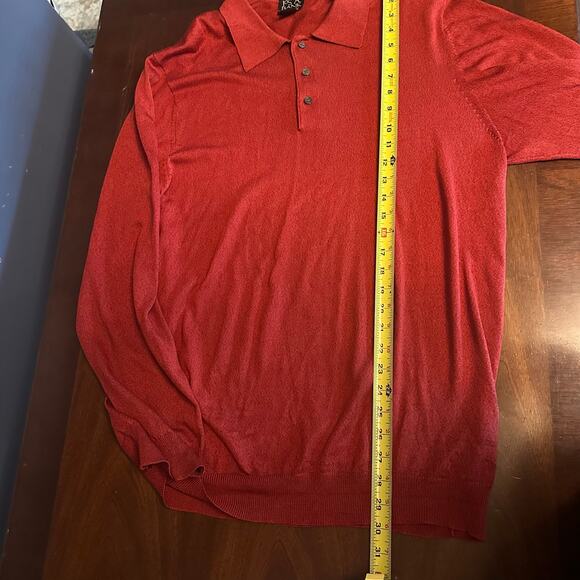 Mens Jos A Bank Signature Collection Rust Sienna Silk Collared Sweater XL - Picture 7 of 9